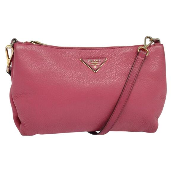 PRADA Shoulder Bag Leather Pink Gold - Picture 1 of 13